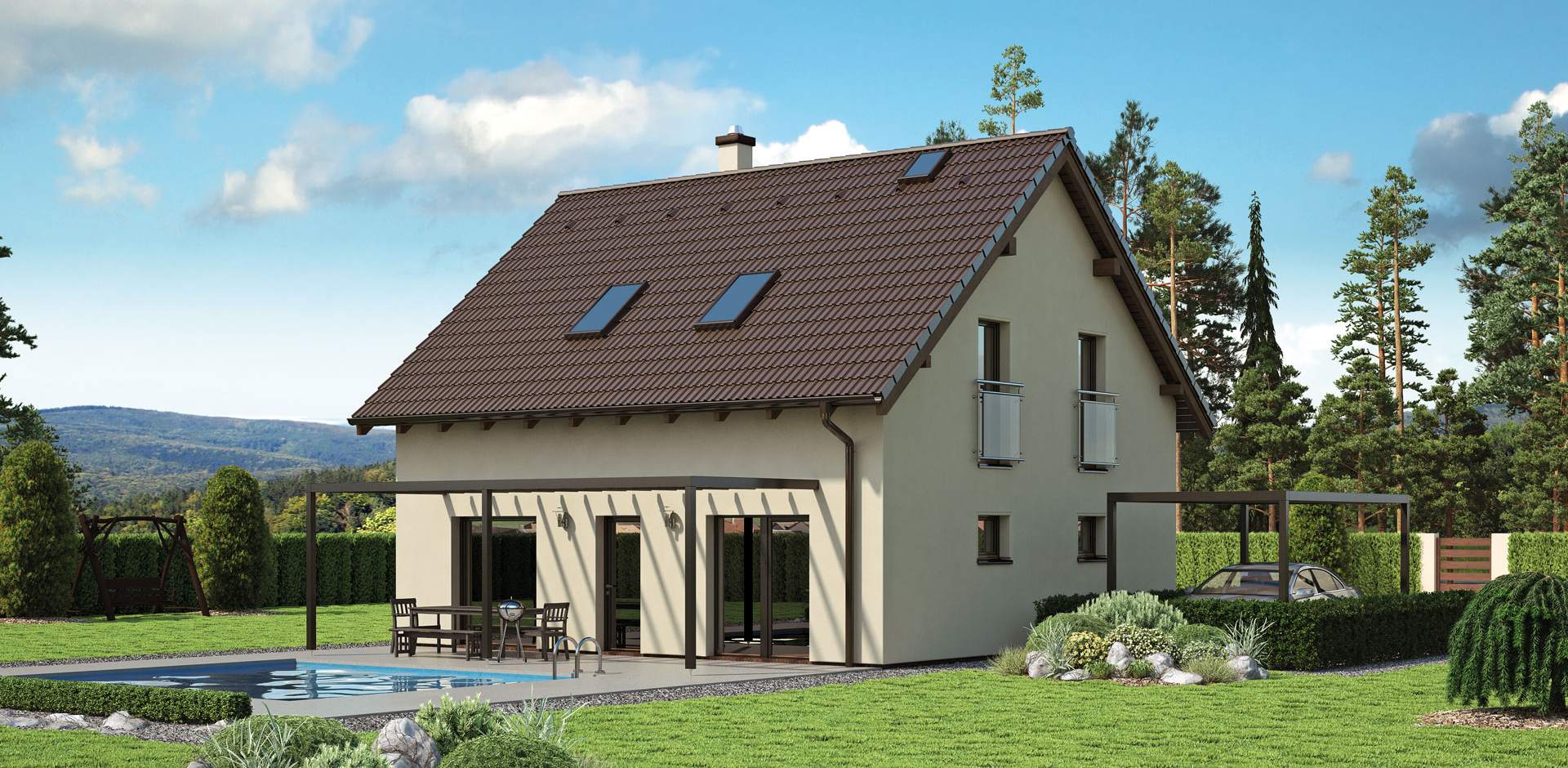 Nízkoenergetický či pasivní rodinný dům LITHIA 5+kk